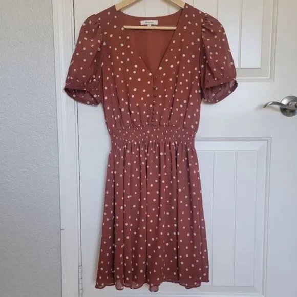 Madewell V Neck Polka Dot Dress - Picture 1 of 5